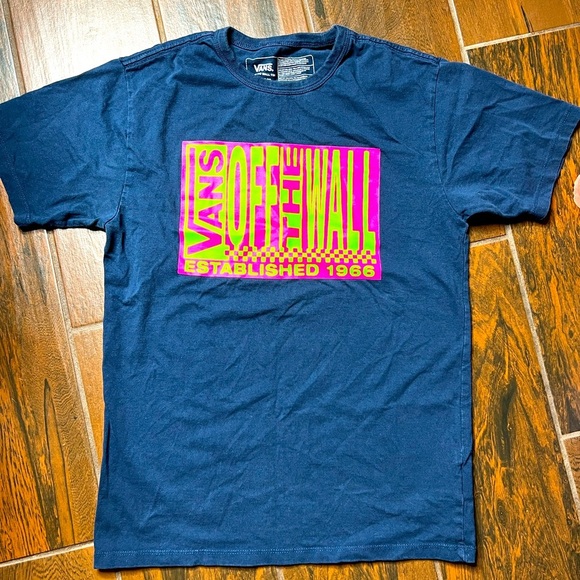 Vans Off The Wall Classic Tee Shirt Neon Logo Print - Picture 1 of 5
